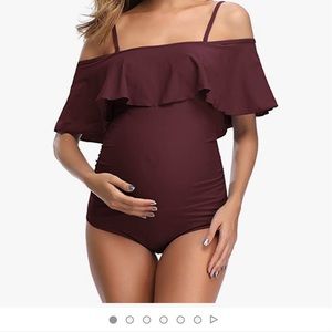 Maroon maternity bathing suit